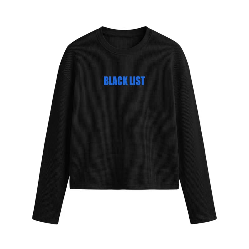 Blacklist Drip Blue Oversized Waffle T-Shirt Black
