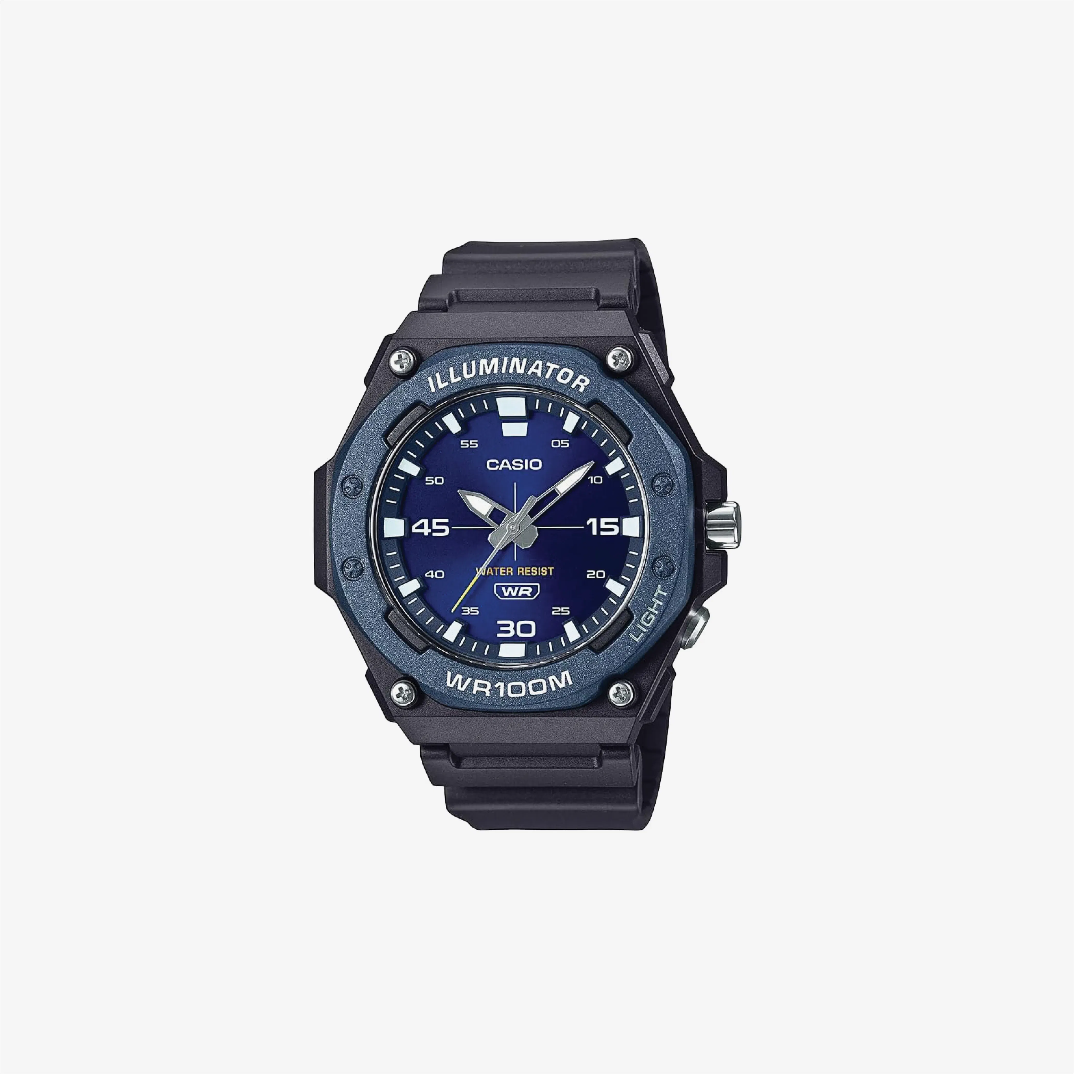Casio MW-620H Series Blue Dial Black Resin Band 100M WR LED Illuminator Digital Watch