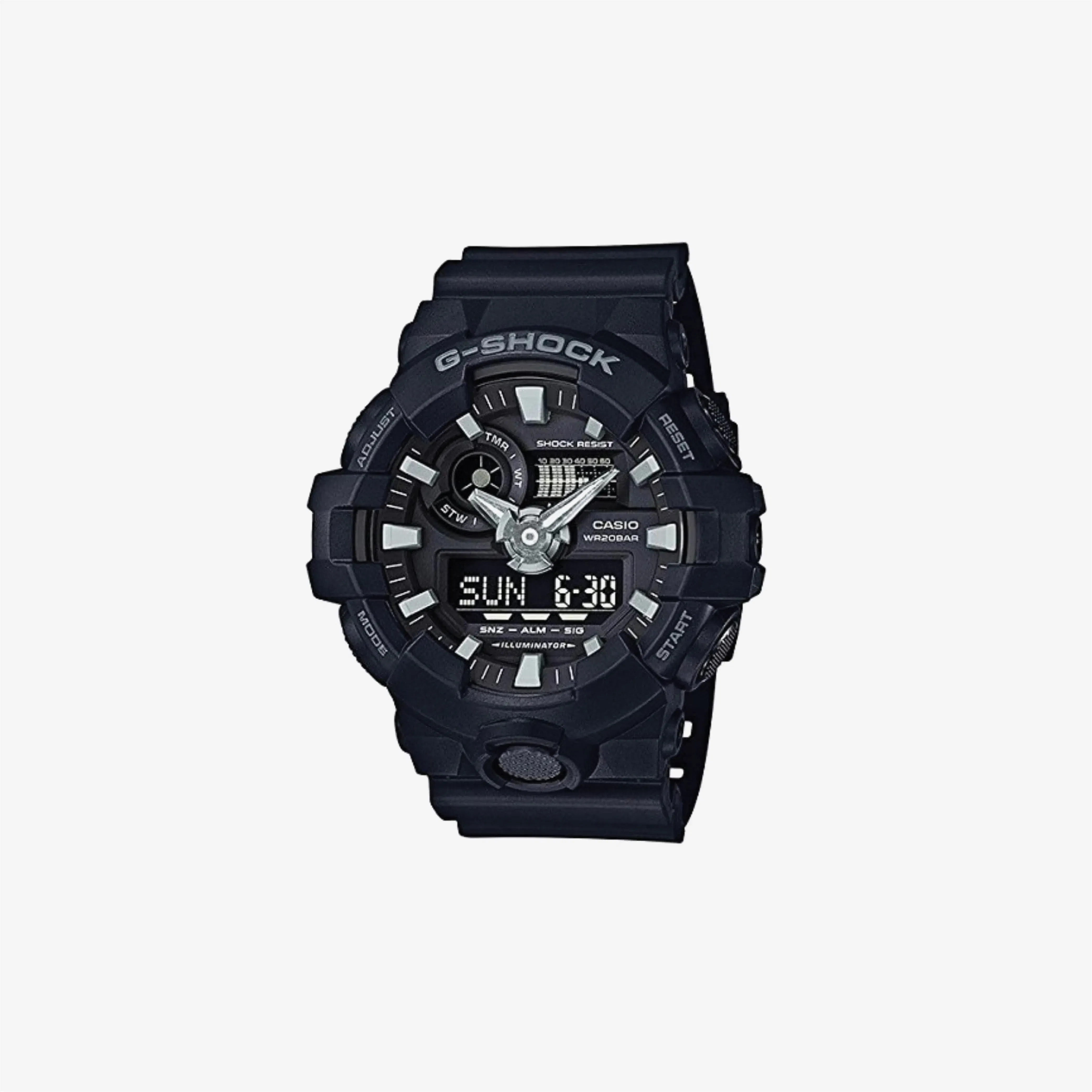 Casio G-Shock GA-700-1B All Black 200 Meter Water Resistant with Day and Date Analog Digital Watch