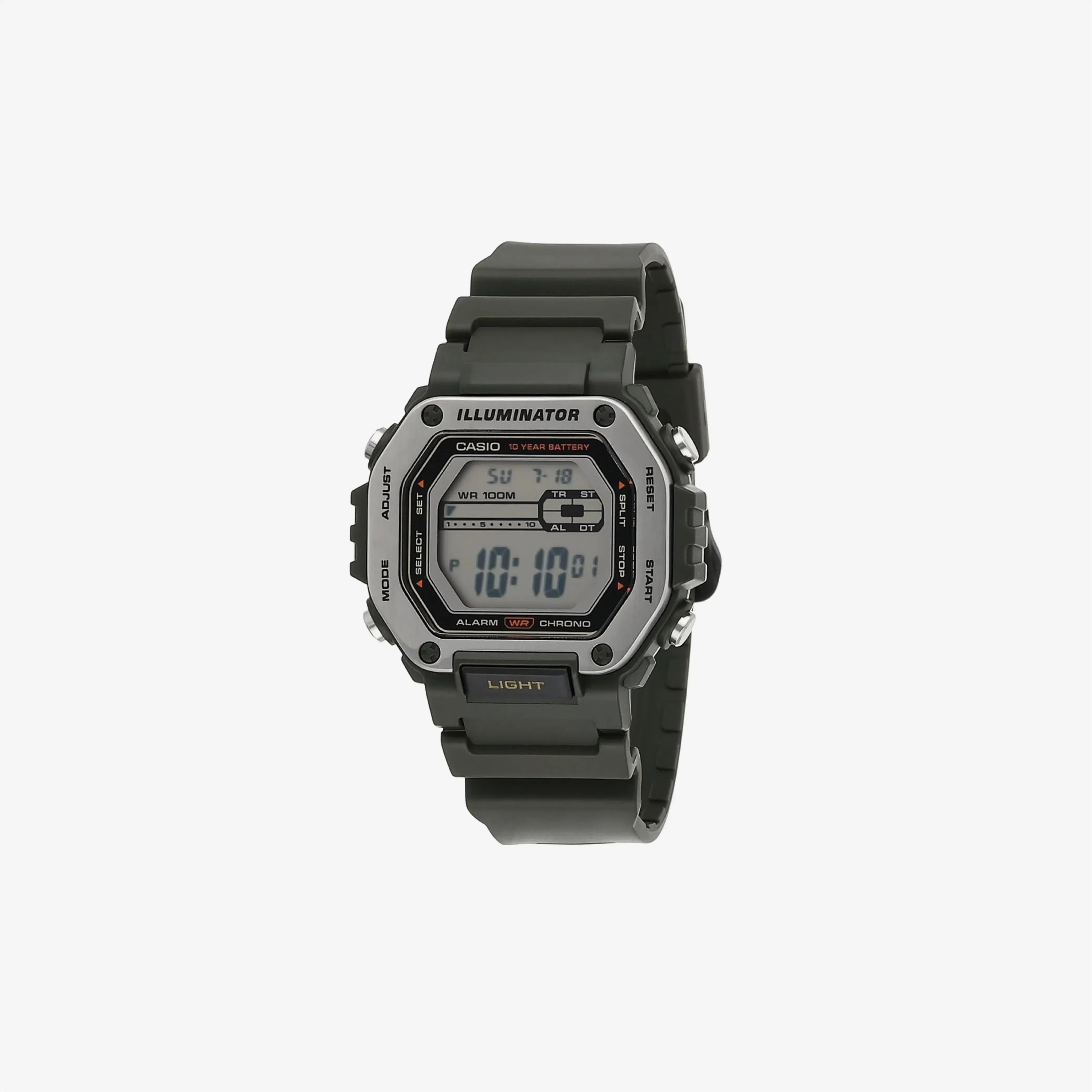 Casio LED Illuminator 10-Year Battery 1/100 Second Stop Watch / Daily Alarm Watch MWD-110H-3AV