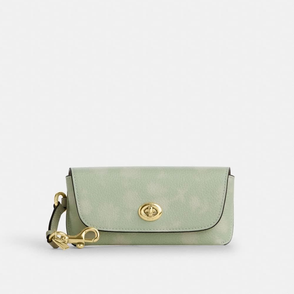 Coach Sunglasses Case With Floral Print Gold Pale Green