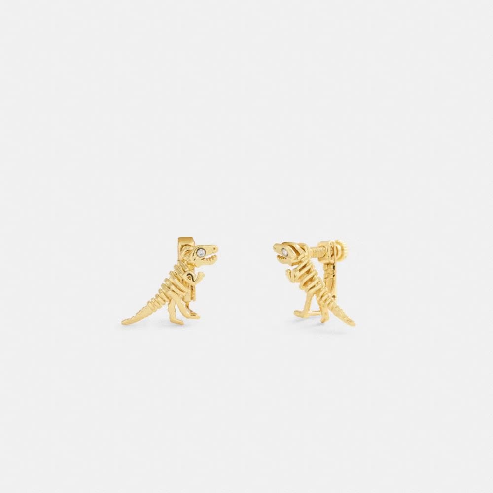 Coach Skeletal Rexy Clip On Stud Earrings Gold