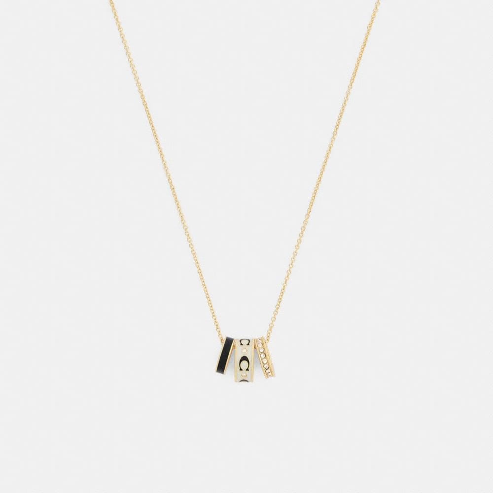 Coach Repeated C Rondelle Necklace Gold Chalk
