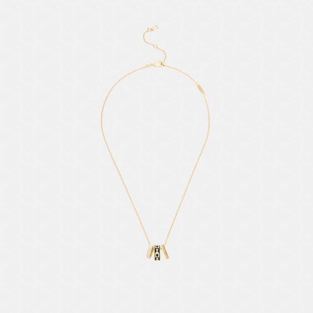 Coach Repeated C Rondelle Necklace Gold Black