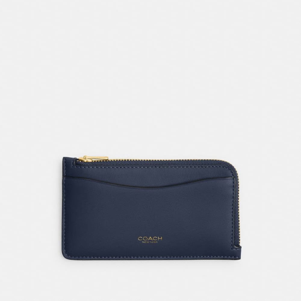 Coach New York Zip Card Case Brass Navy