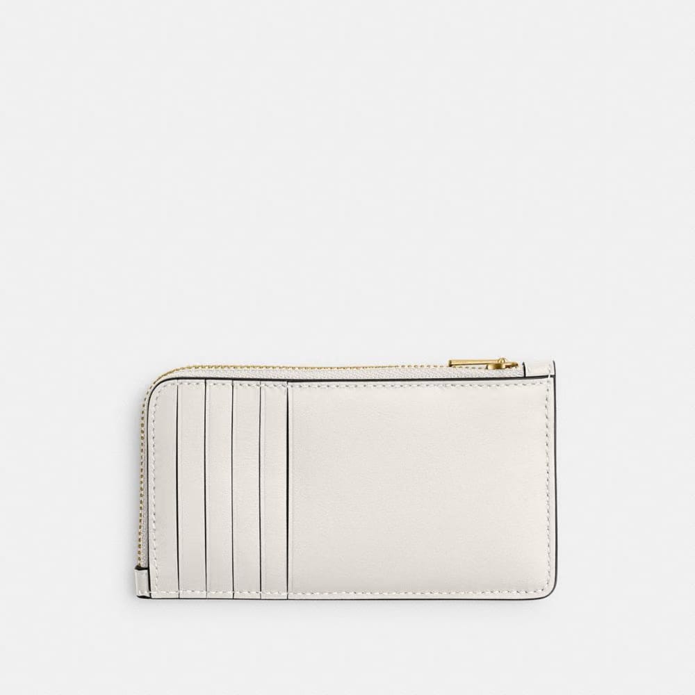 Coach New York Zip Card Case Brass Chalk