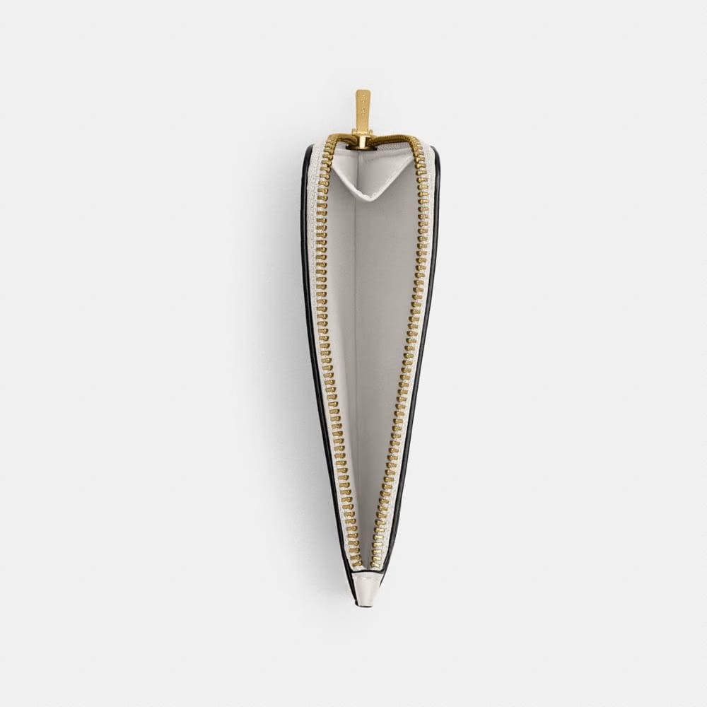 Coach New York Zip Card Case Brass Chalk