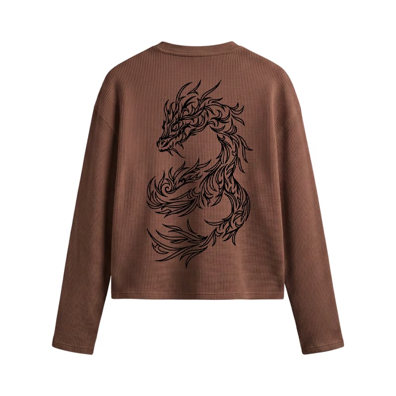 Dragon Mocha Brown Waffle T-shirt