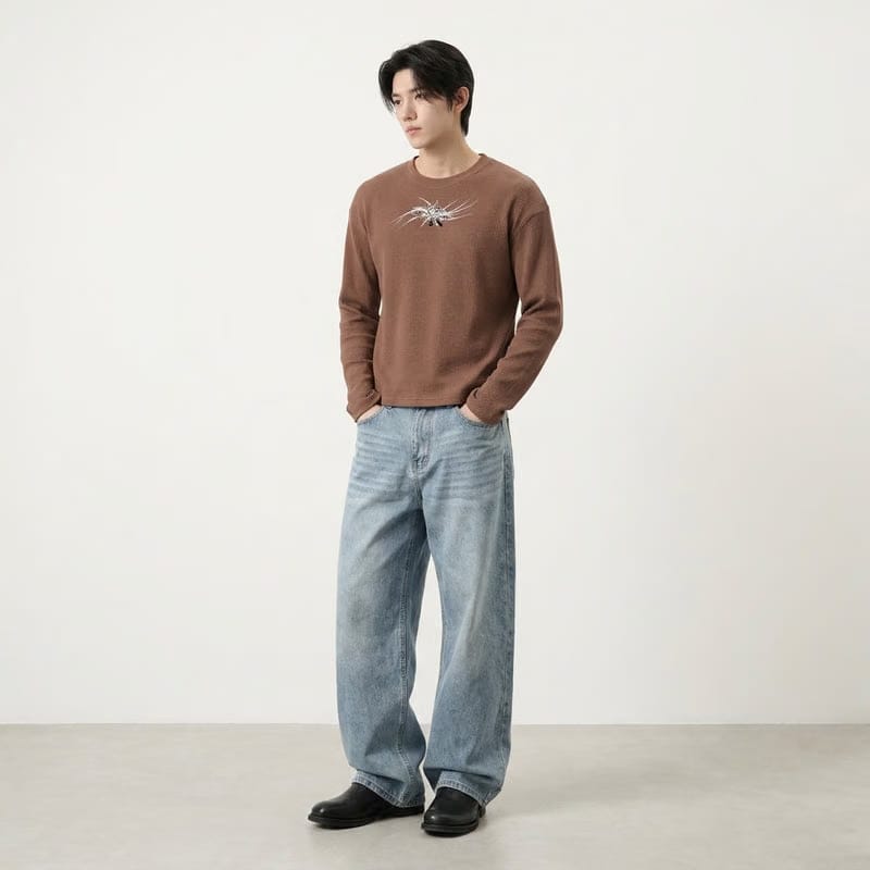 Obsidian Web Mocha Brown Waffle T-shirt