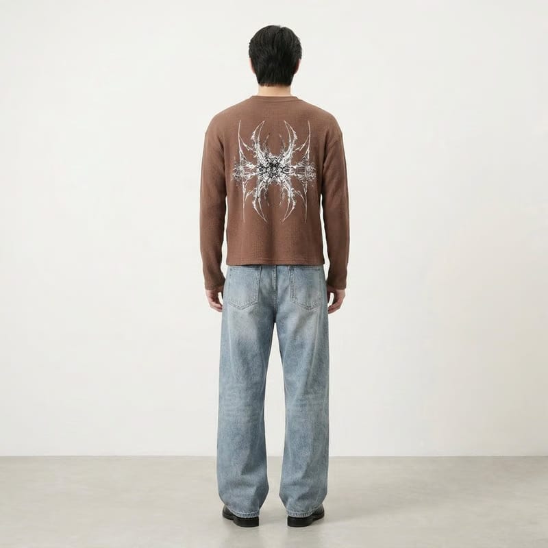 Obsidian Web Mocha Brown Waffle T-shirt
