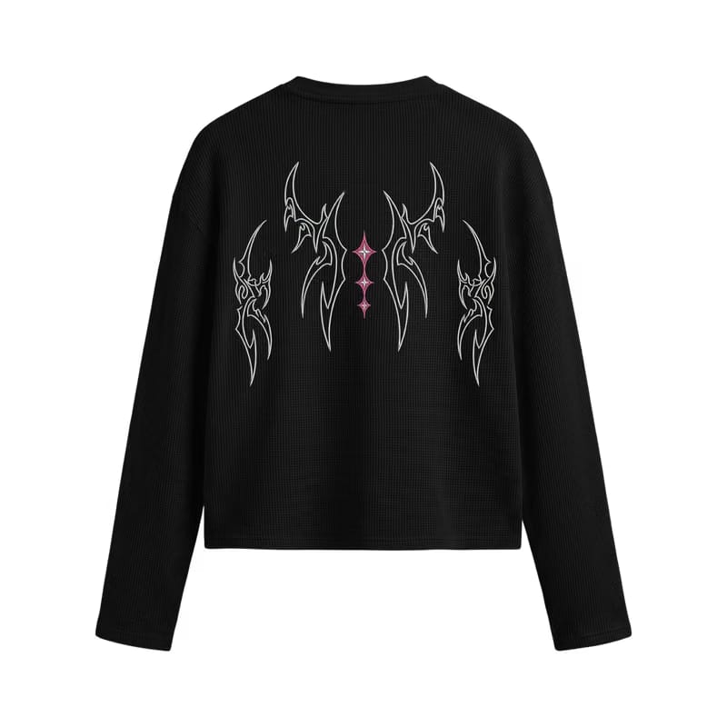 Pink Star Black Waffle T-shirt