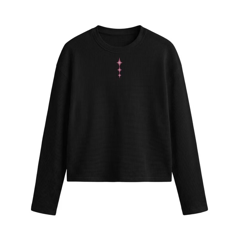 Pink Star Black Waffle T-shirt