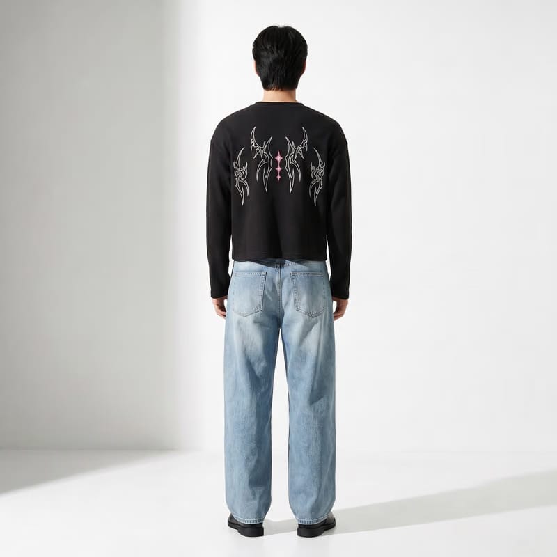 Pink Star Black Waffle T-shirt