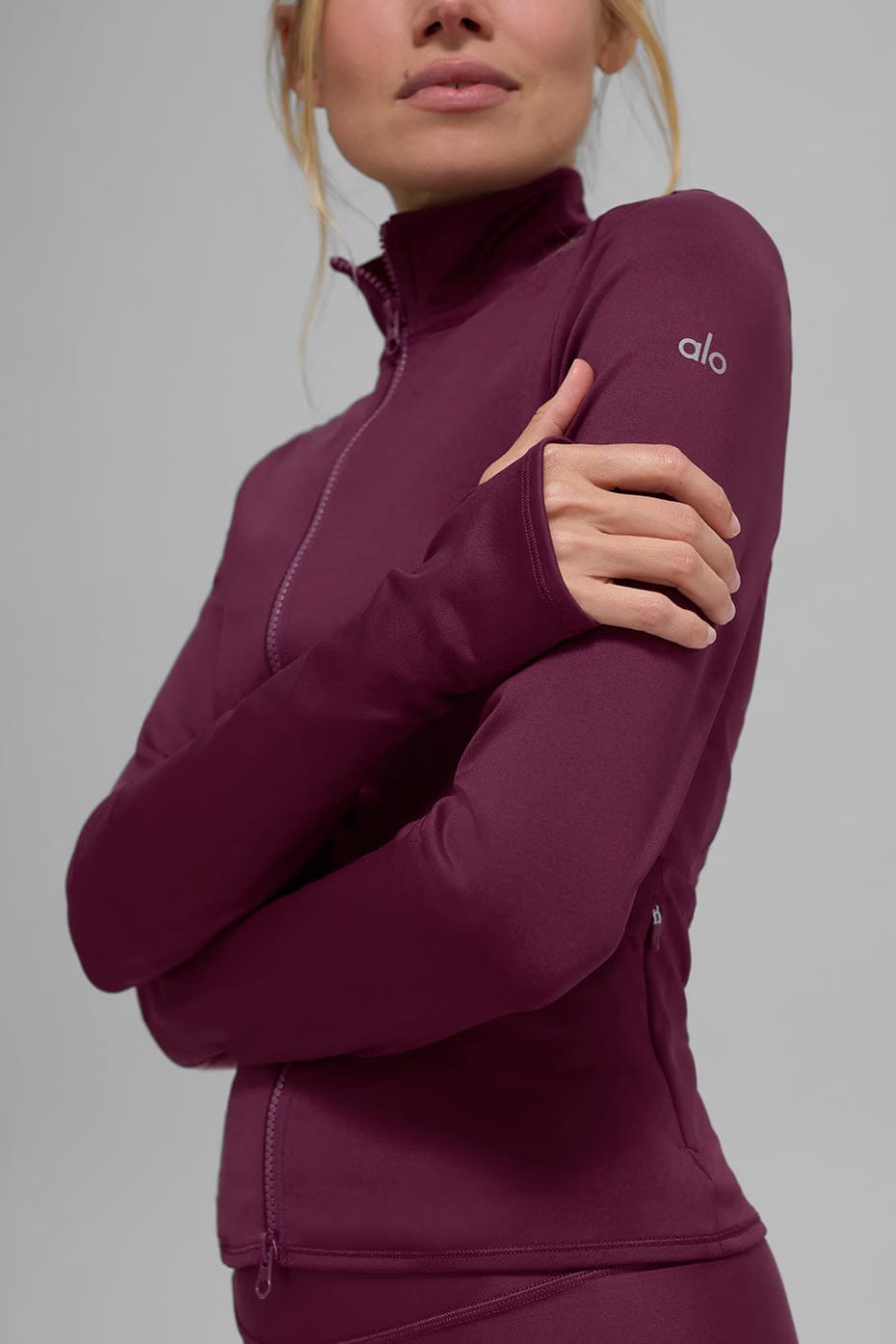 Alo Yoga Airlift Winter Warm Radiant Full-Zip Jacket - Burgundy