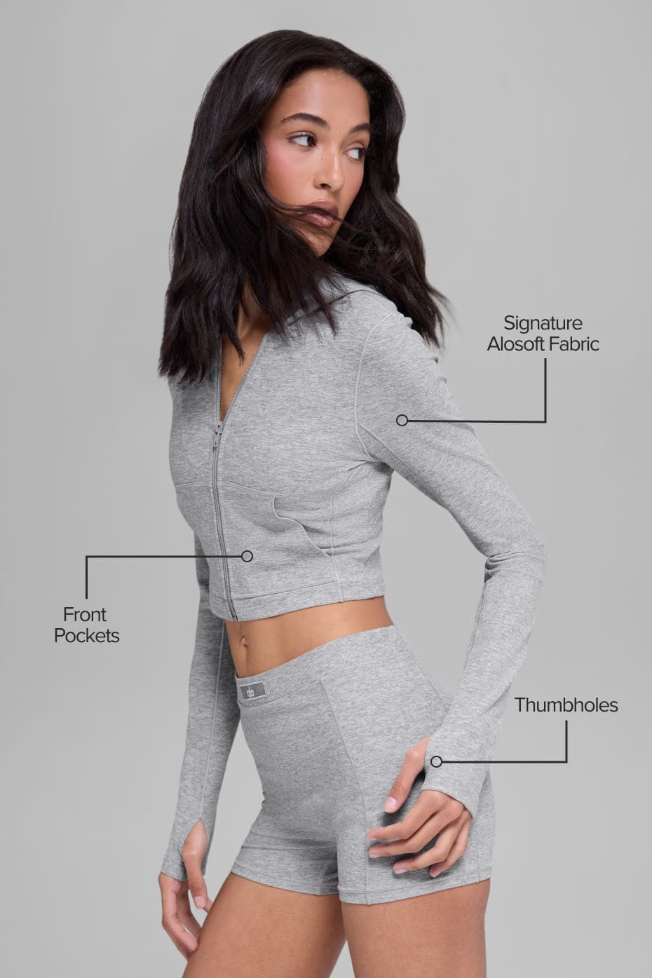 Alo Yoga Alosoft Sincere Fitted Jacket - Athletic Heather Grey