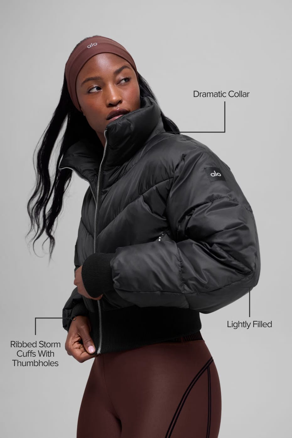 Alo Yoga Cropped Atmosphere Puffer - Black