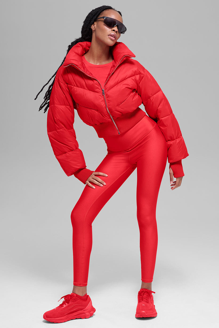 Alo Yoga Cropped Atmosphere Puffer - Bright Red