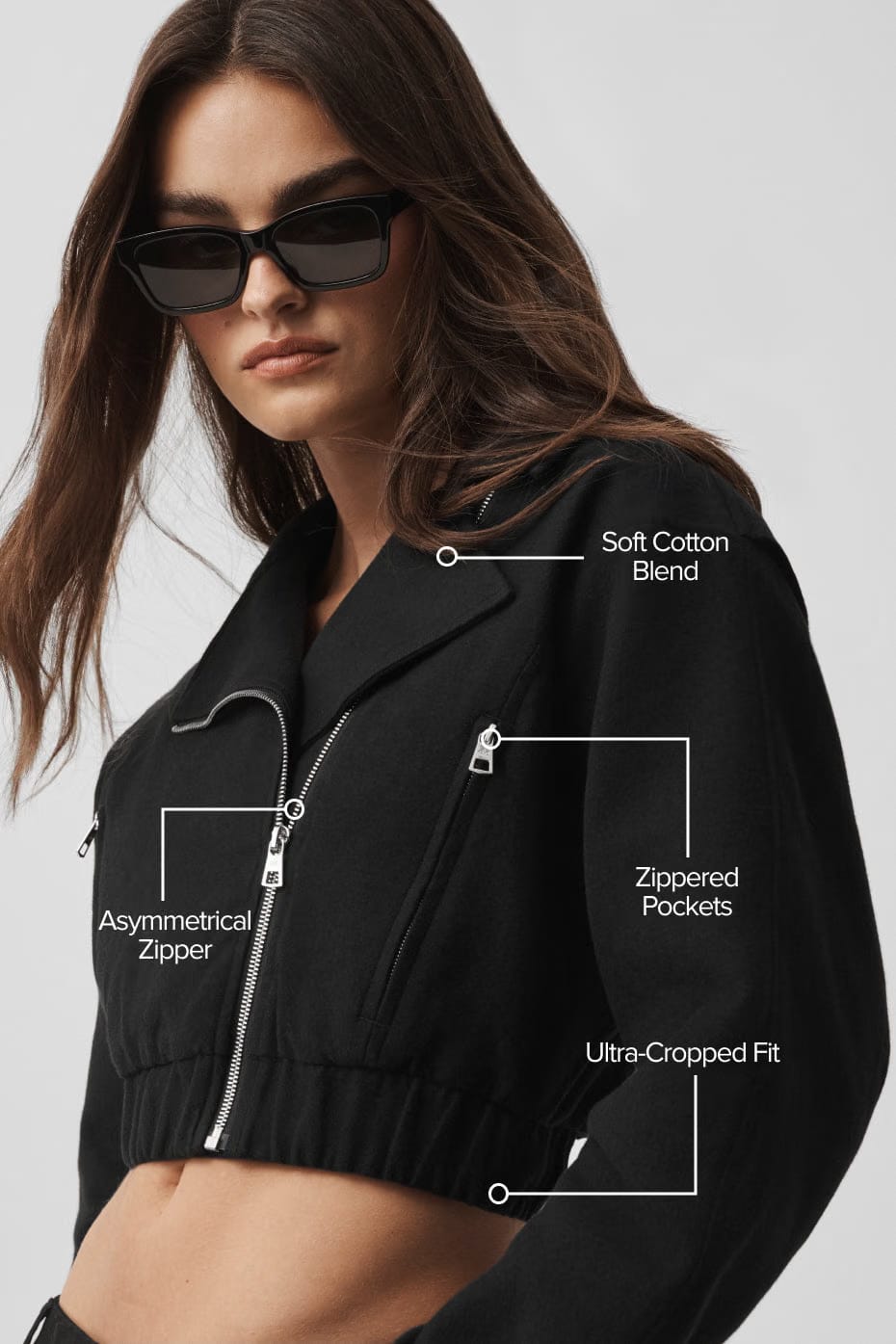 Alo Yoga Cropped Cosmopolitan Jacket - Black