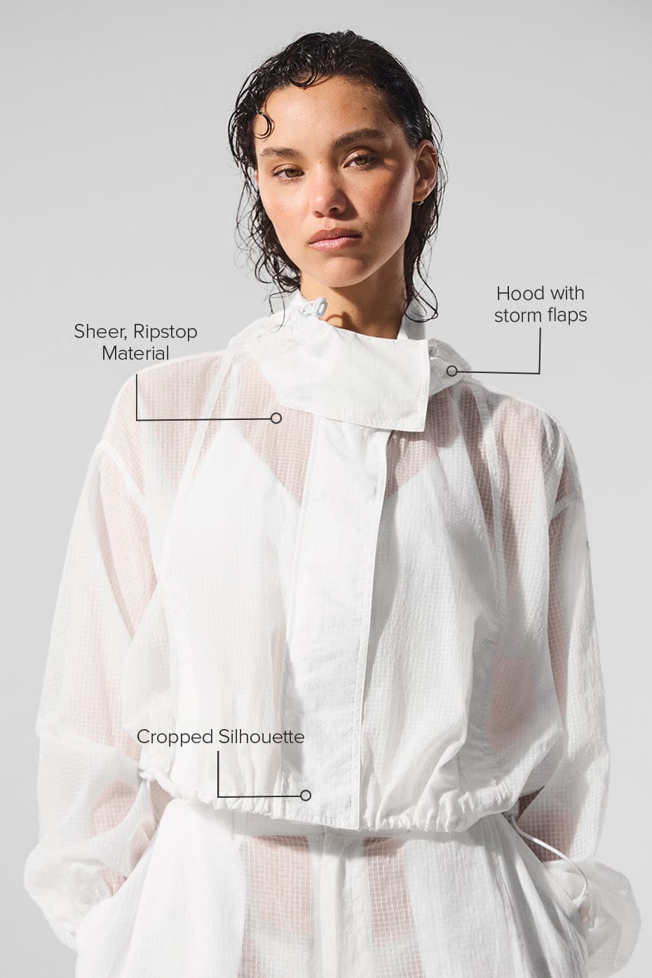 Alo Yoga Cropped Game Time Full Zip Jacket - White