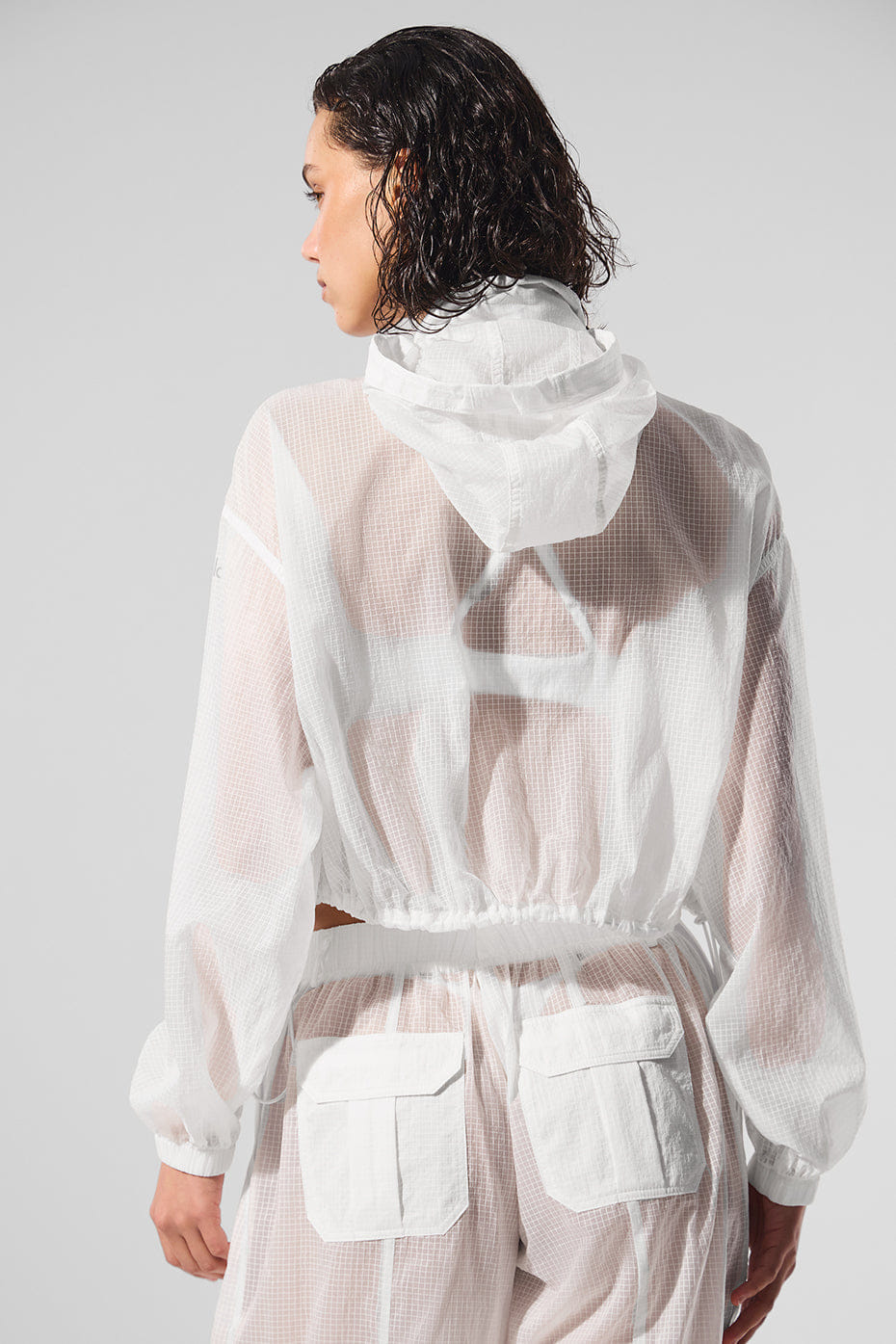 Alo Yoga Cropped Game Time Full Zip Jacket - White