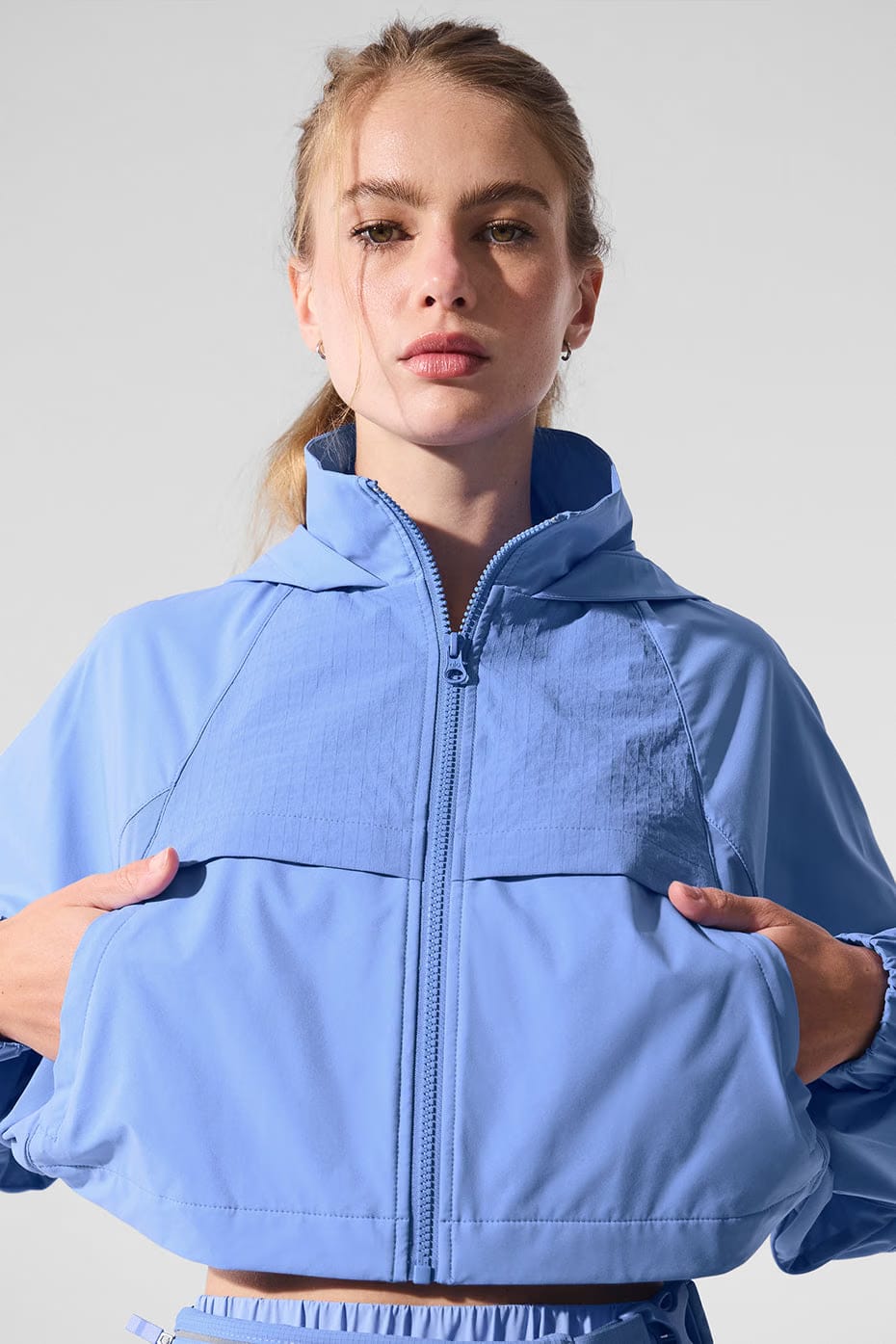 Alo Yoga Cropped Playmaker Jacket - Crystal Clear Blue
