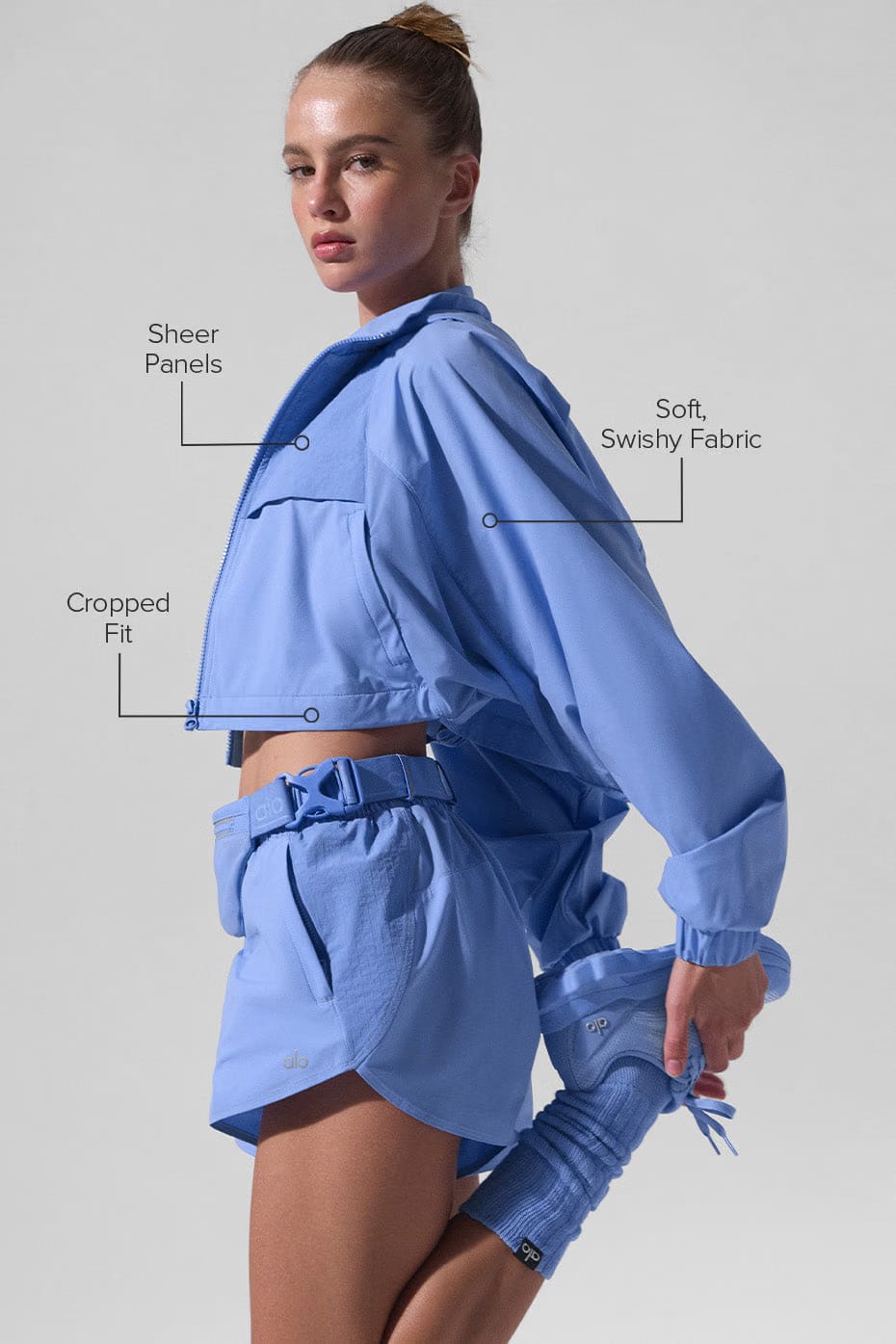Alo Yoga Cropped Playmaker Jacket - Crystal Clear Blue