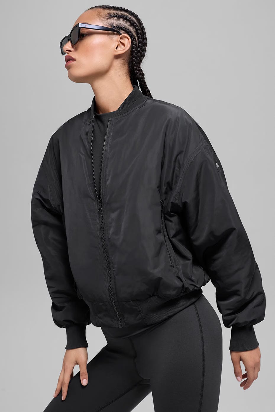 Alo Yoga Faux Fur Urbanite Bomber - Black/Ivory