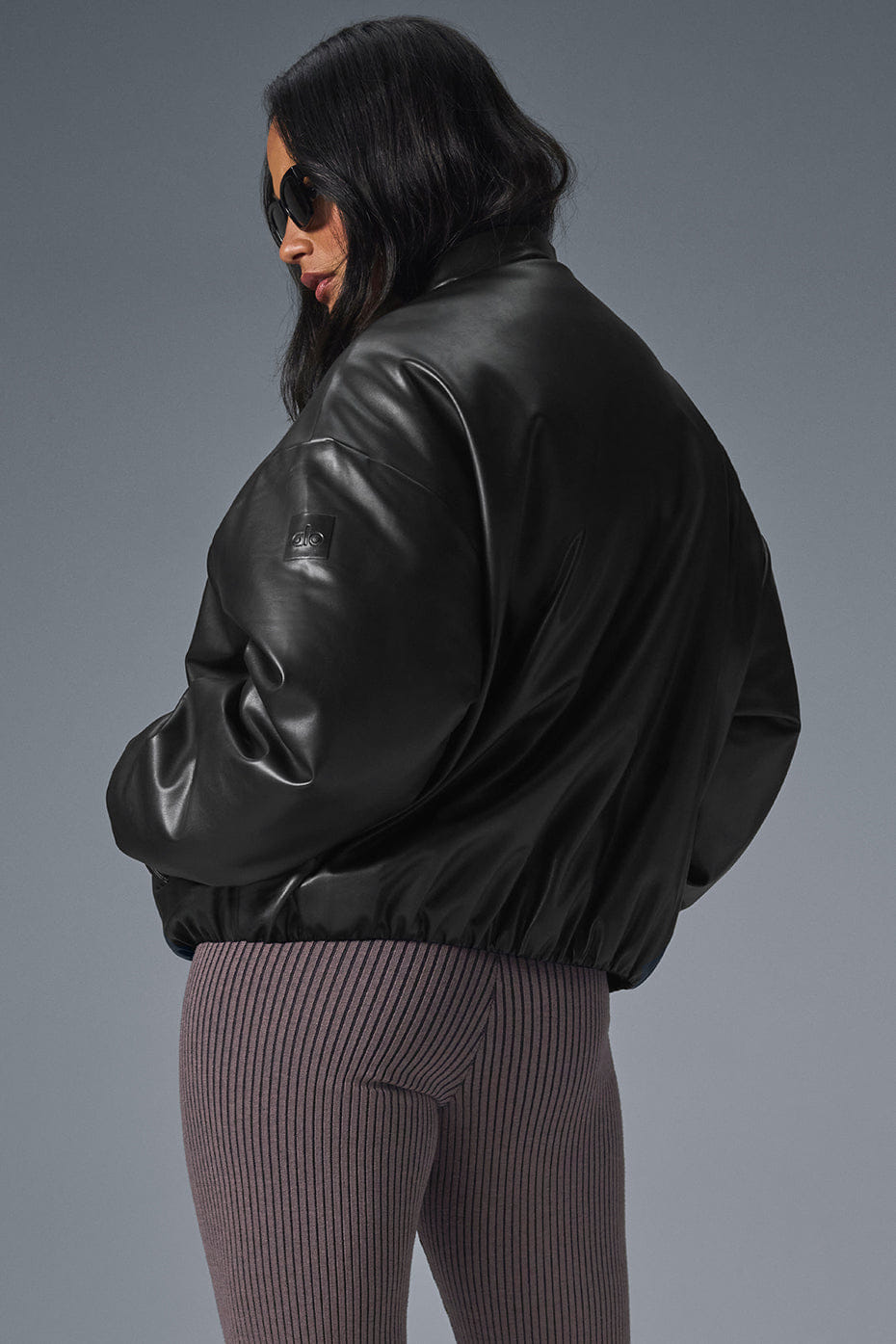Alo Yoga Faux Leather Premier Bomber - Black