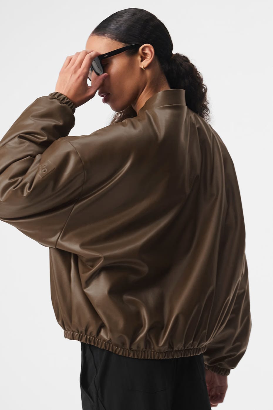 Alo Yoga Faux Leather Premier Bomber - Espresso
