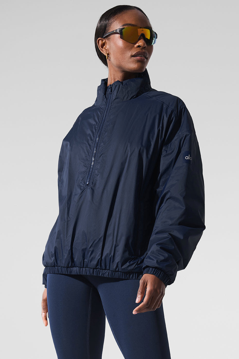 Alo Yoga Latitude Light Weight 1/2 Zip Pullover Jacket - Navy