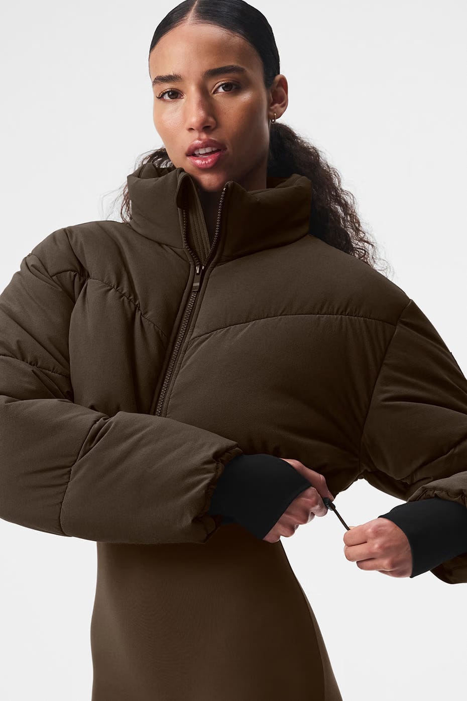 Alo Yoga Main Act Corset Puffer - Espresso/Black