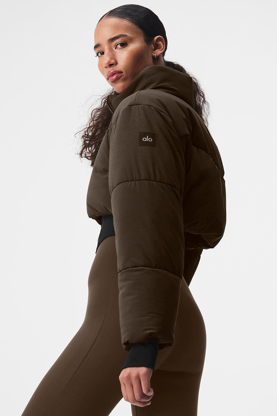 Alo Yoga Main Act Corset Puffer - Espresso/Black