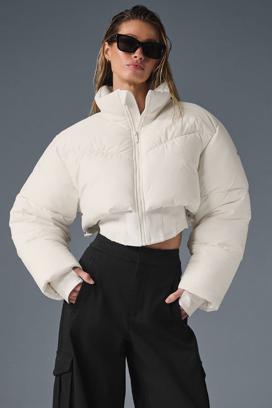 Alo Yoga Main Act Corset Puffer - Ivory/Ivory