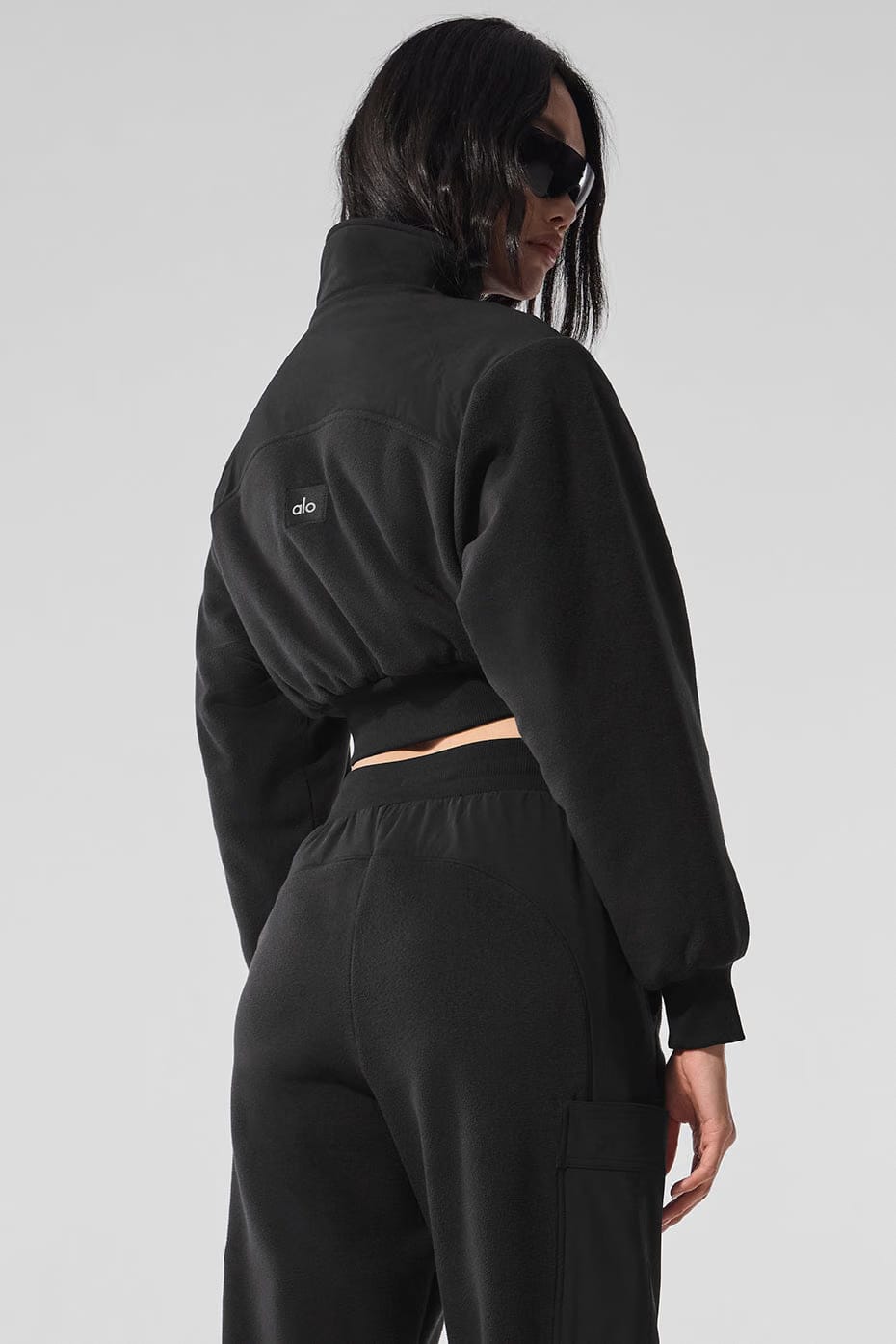 Alo Yoga Polar Fleece Cropped Wintry Mix Jacket - Black