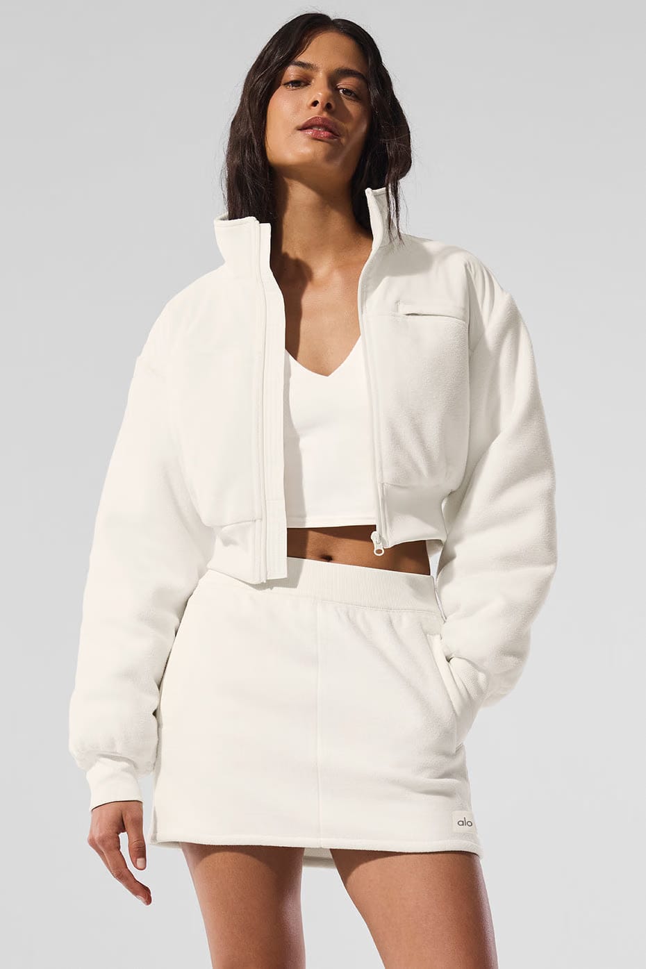 Alo Yoga Polar Fleece Cropped Wintry Mix Jacket - Ivory