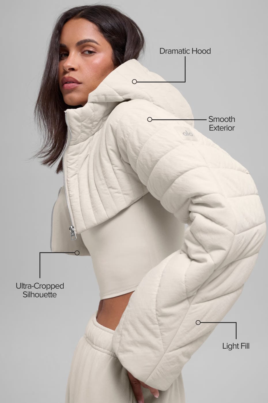 Alo Yoga Quilted Starlight Puffer Shrug - Bone