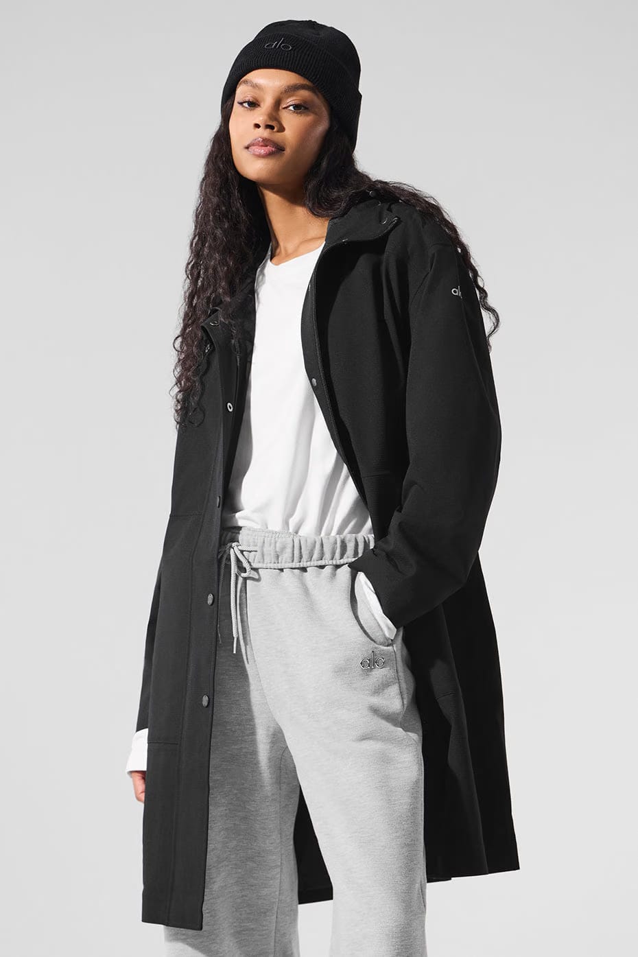 Alo Yoga Rain Or Shine Long Coat - Black