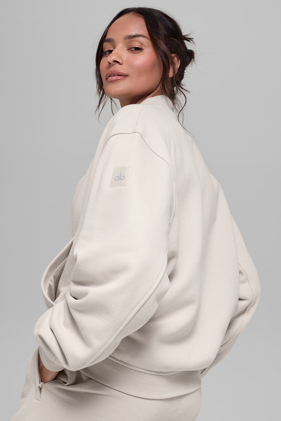 Alo Yoga Renown Varsity Jacket - Bone