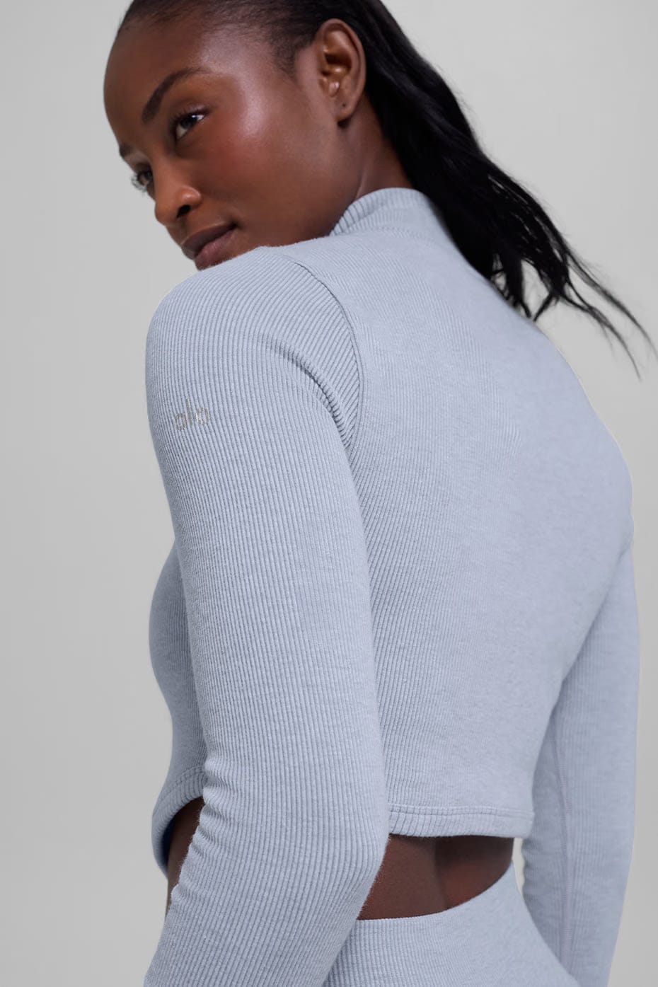 Alo Yoga Seamless Two Tone Rib Jacket - Winter Frost Heather