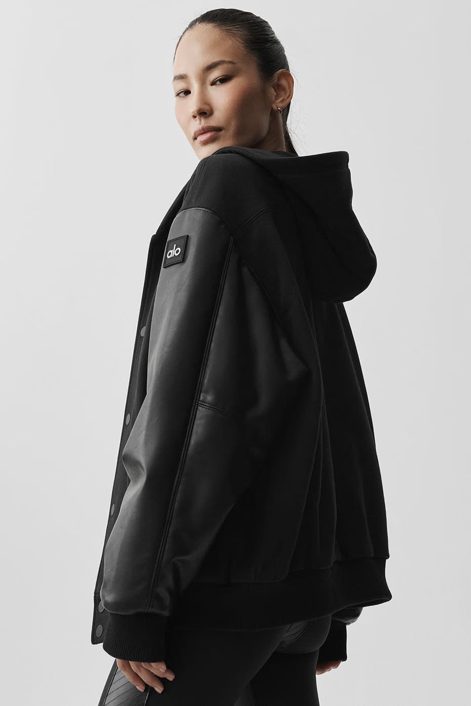 Alo Yoga Select Hooded Bomber Jacket - Black