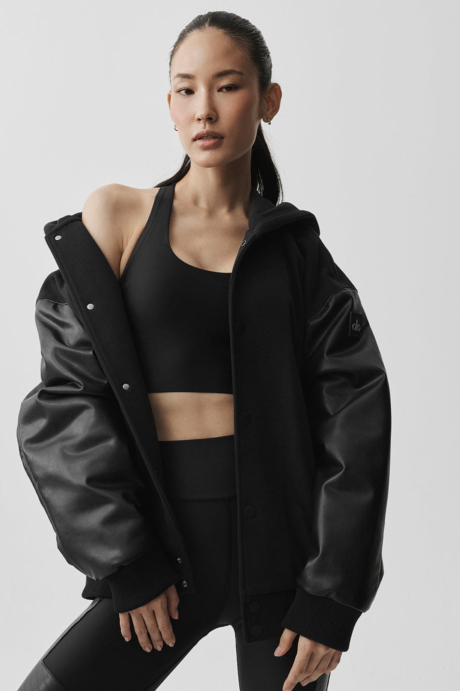 Alo Yoga Select Hooded Bomber Jacket - Black