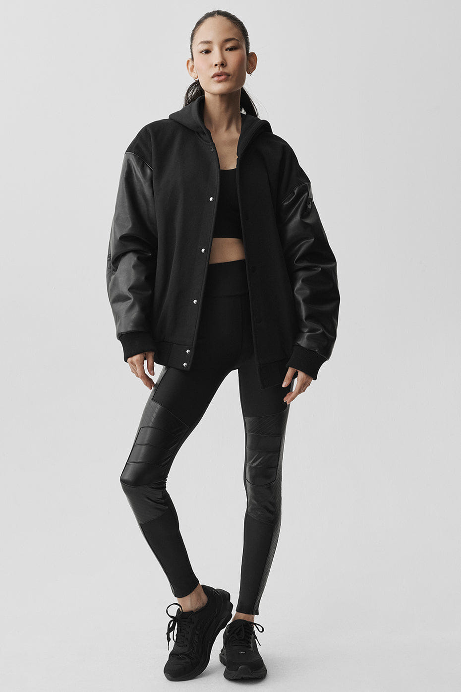 Alo Yoga Select Hooded Bomber Jacket - Black