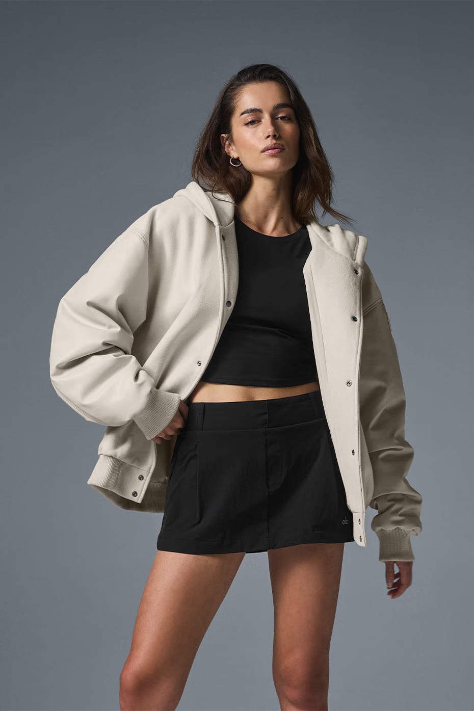 Alo Yoga Select Hooded Bomber Jacket - Bone