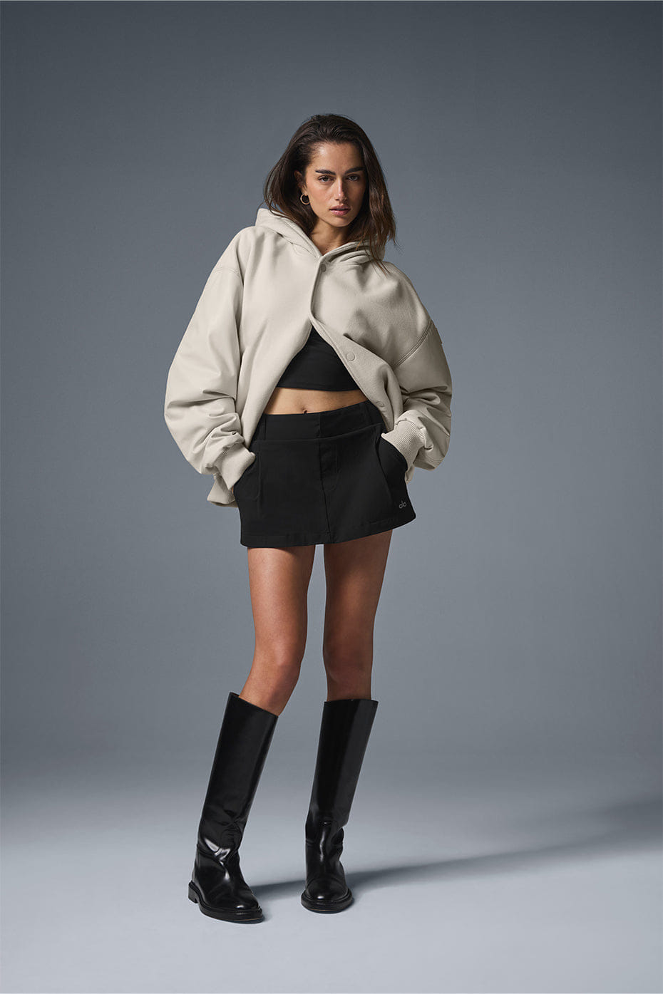 Alo Yoga Select Hooded Bomber Jacket - Bone