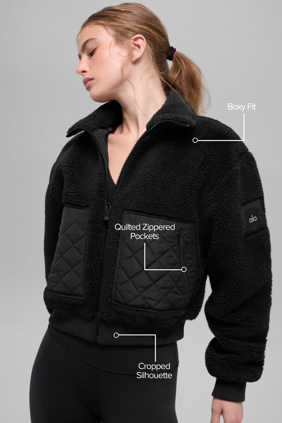 Alo Yoga Sherpa Edge Bomber - Black