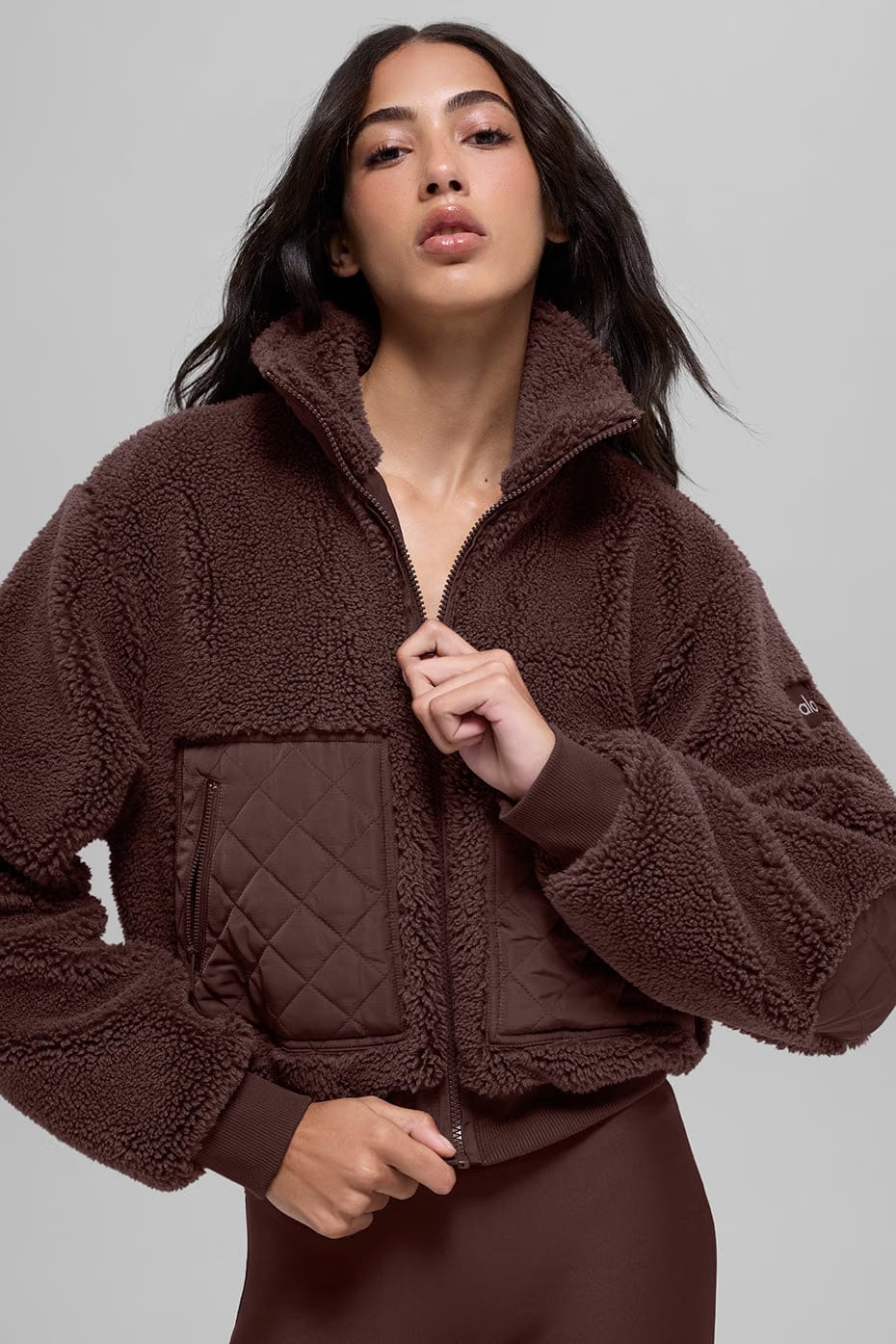 Alo Yoga Sherpa Edge Bomber - Brownstone