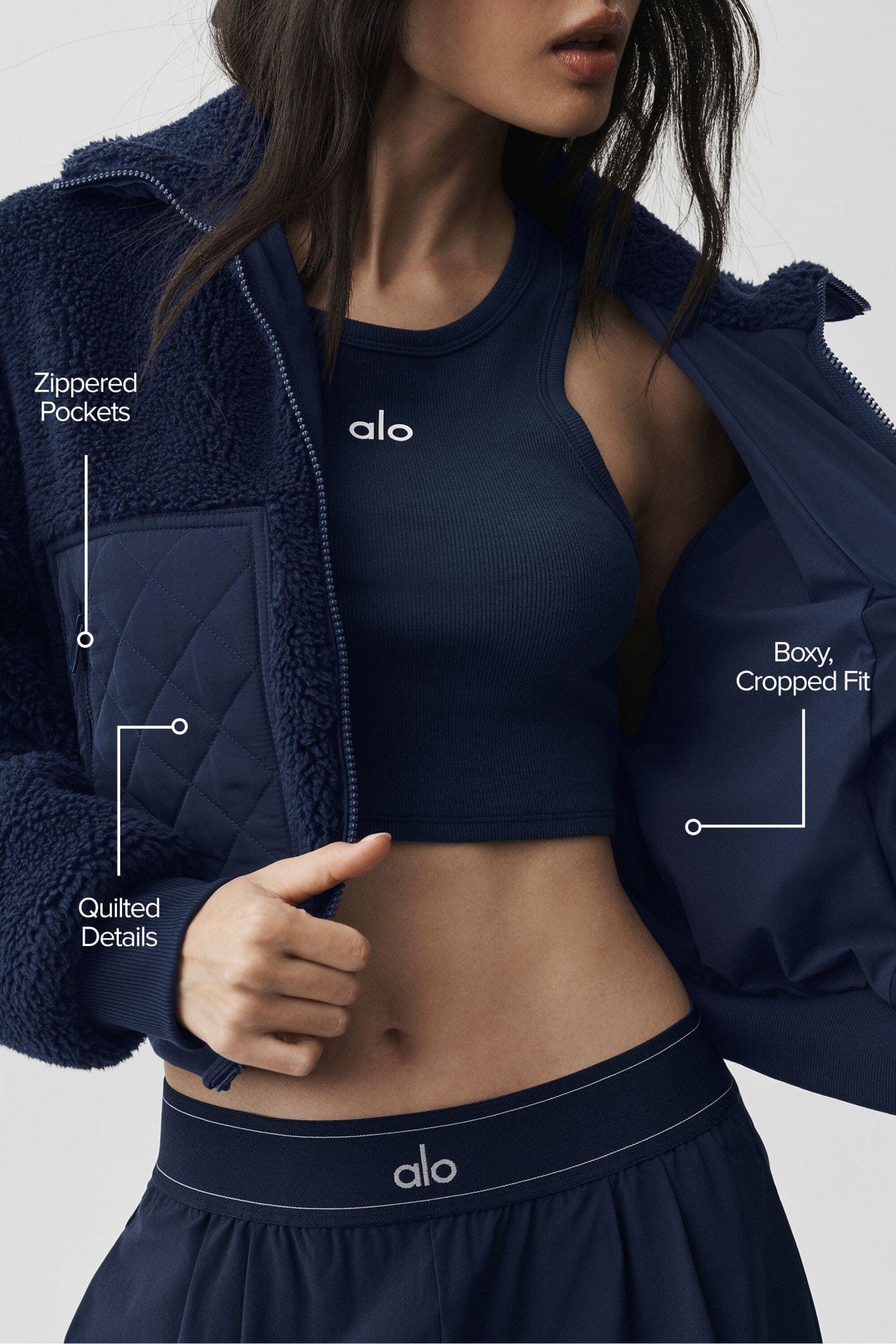 Alo Yoga Sherpa Edge Bomber - Navy