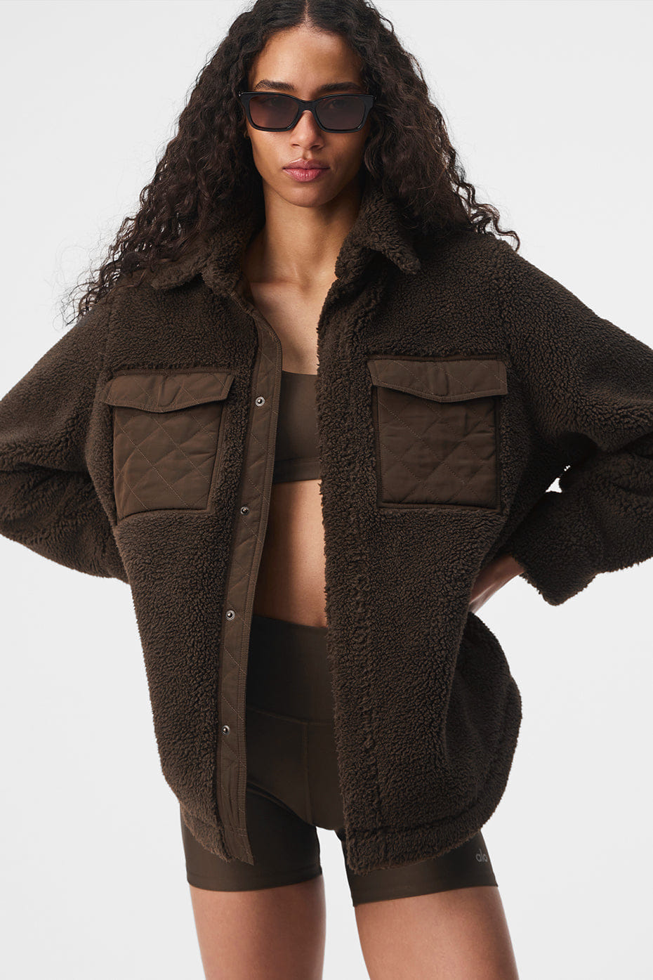 Alo Yoga Sherpa Edge Shacket - Espresso