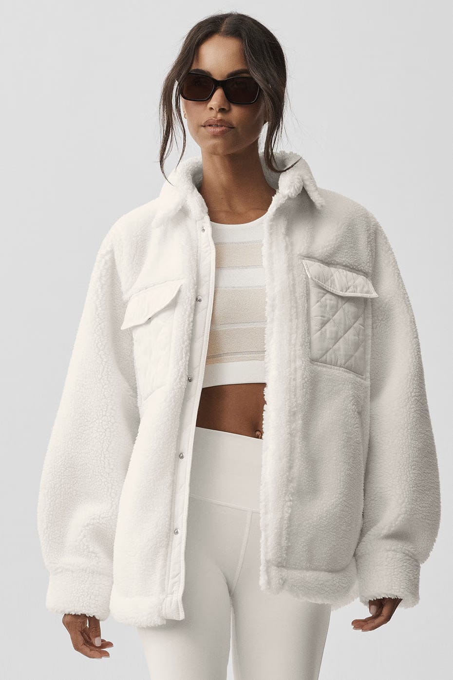 Alo Yoga Sherpa Edge Shacket - Ivory