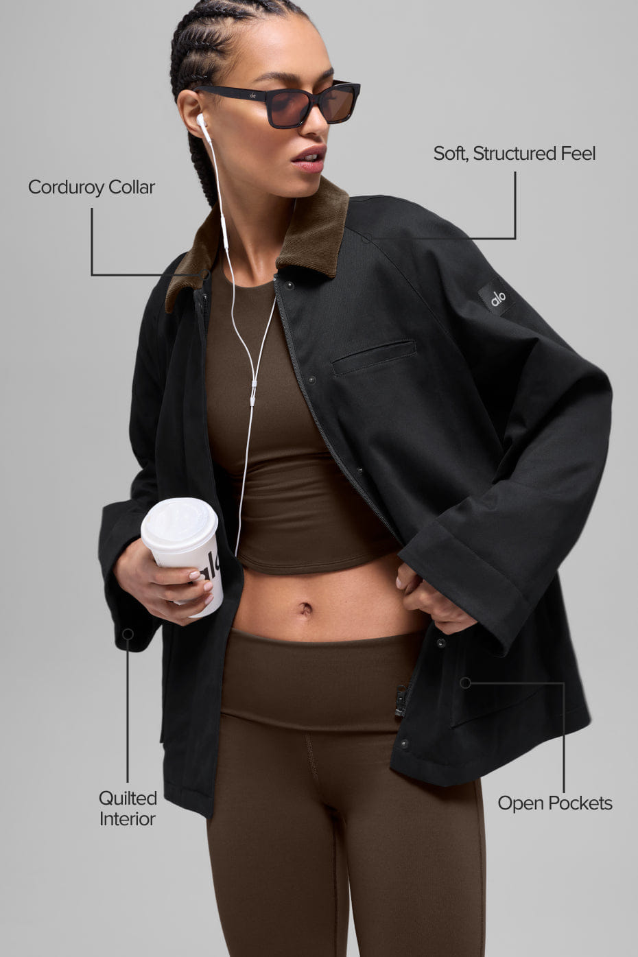 Alo Yoga Twill Barn Jacket - Black/Espresso
